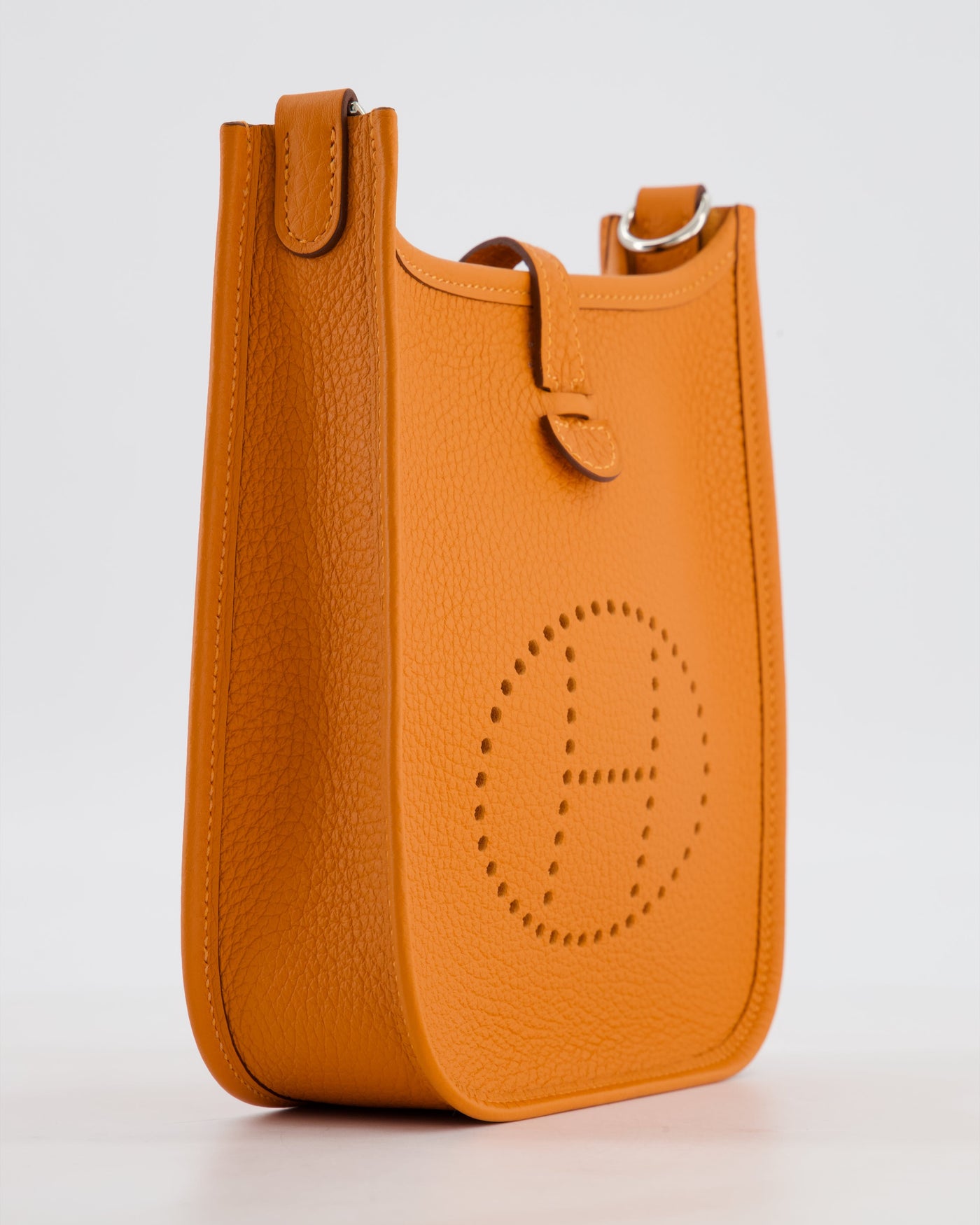 Hermes Mini Evelyne Bag in Orange Clemence Leather with Palladium Hardware - Product Image 10