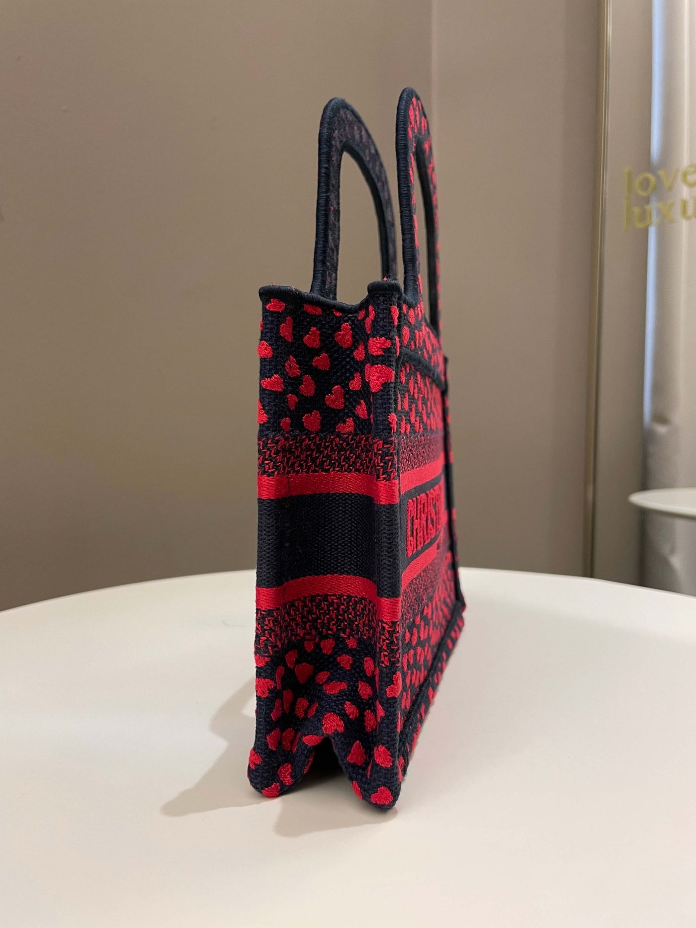Dior Mini Book Tote Navy Blue / Red Embroidery - Product Image 4