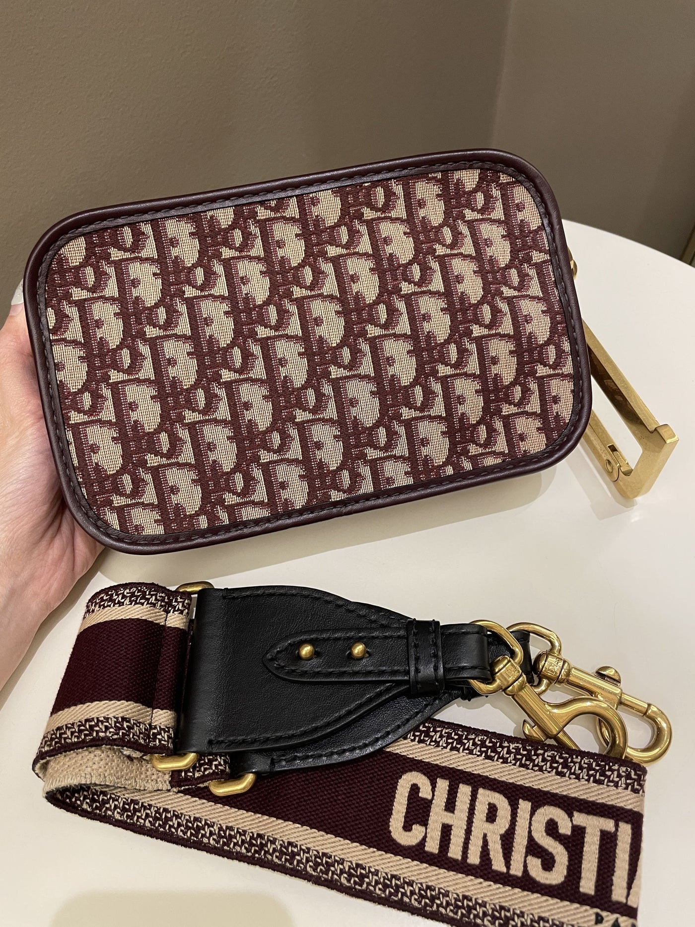 Dior Diorquake Clutch Bag w Strap Red Oblique | Studio Nafay