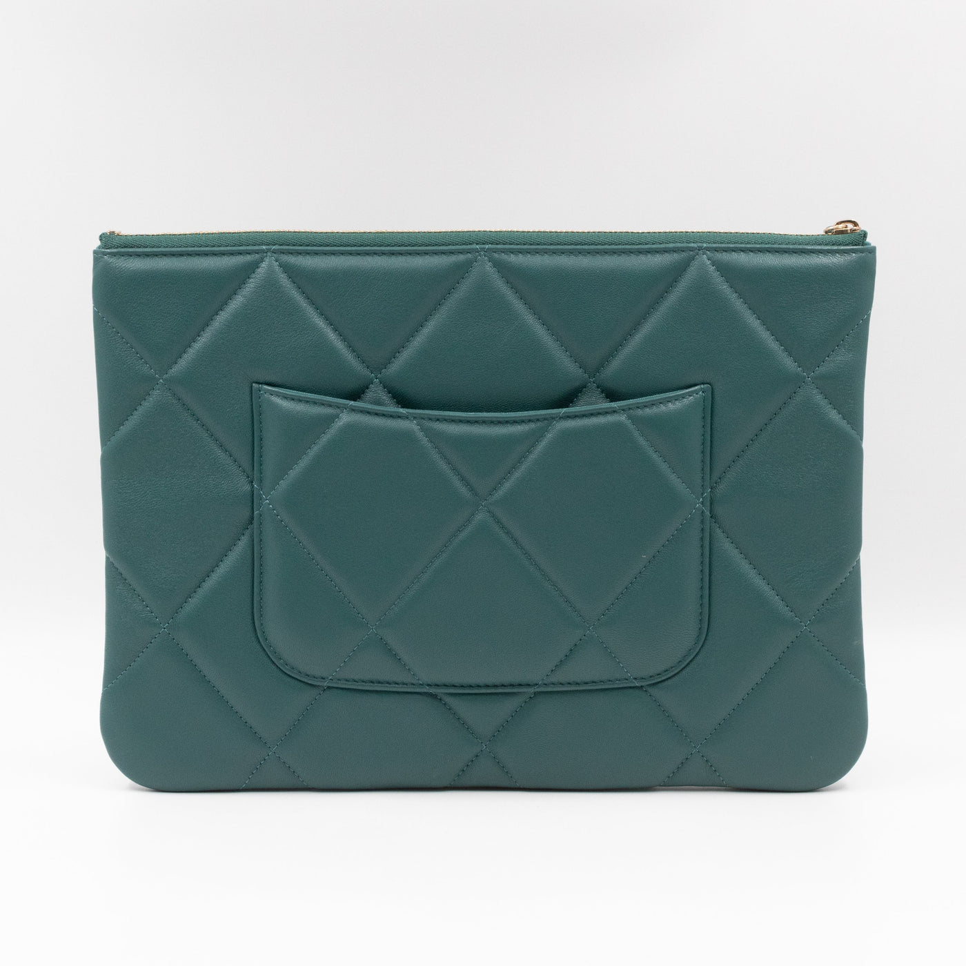 19 Pouch Large Teal Quilted Leather - Product Image 3