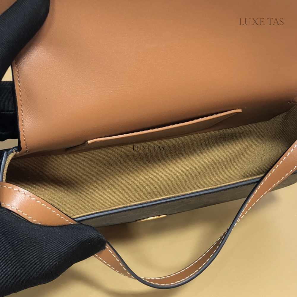 Tan Clutch On Strap Tabou In Triomphe Canvas And Calfskin Leather Mini Bag for Women - Product Image 7