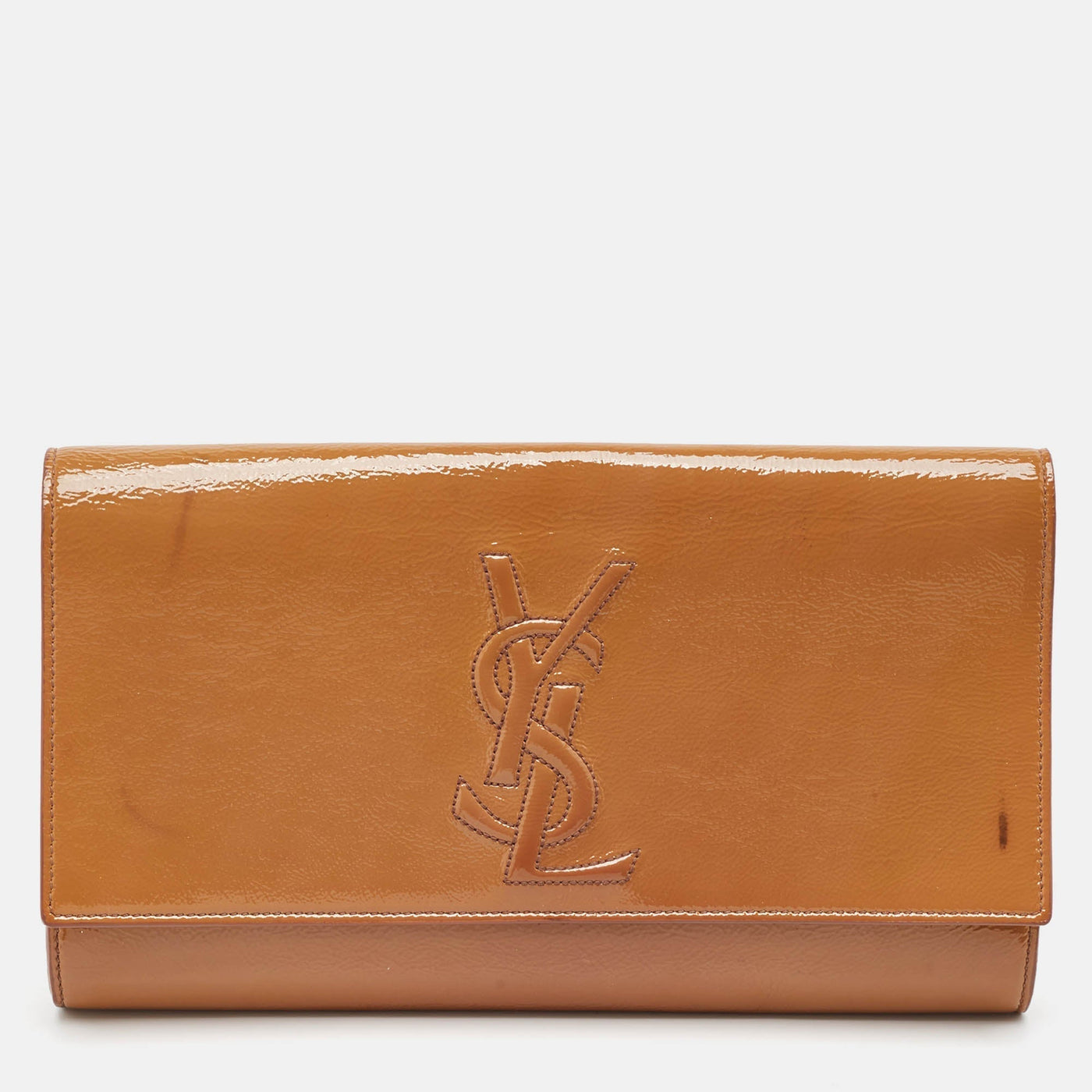 Saint Laurent Beige Patent Leather Belle De Jour Clutch | Studio Nafay