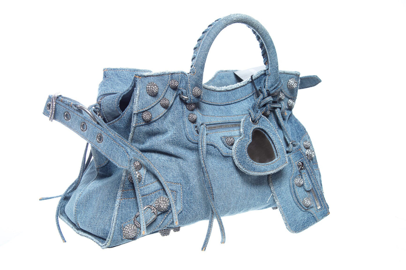 Balenciaga Denim Rhinestone City Shoulder Bag - Product Image 3