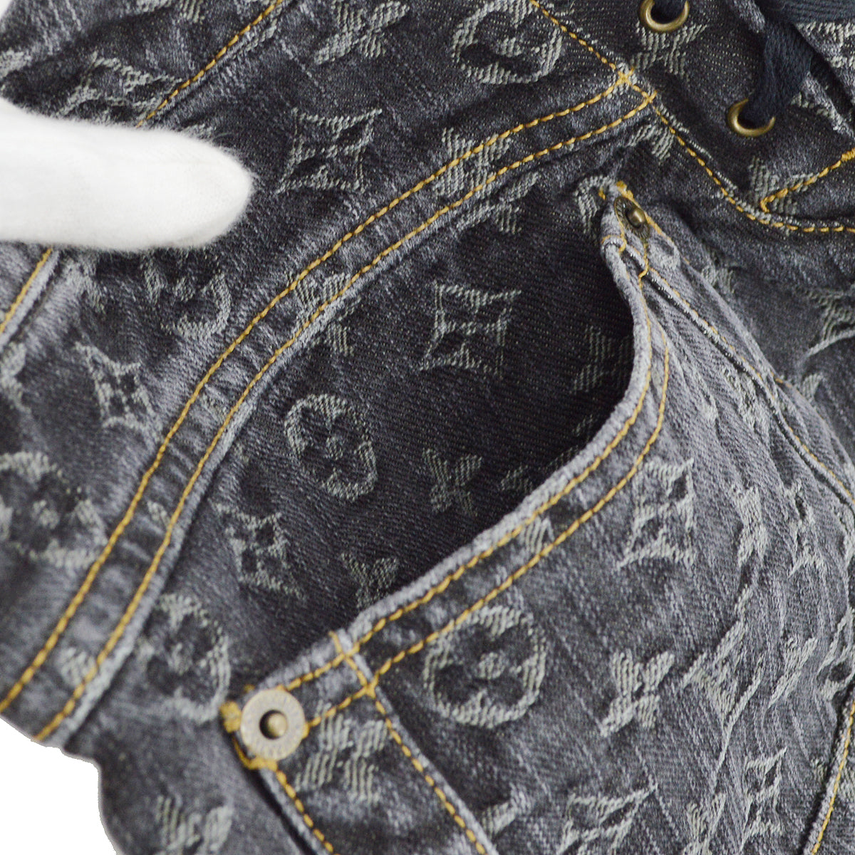 Louis Vuitton Monogram Denim Long Pants Gray #40 in Gray