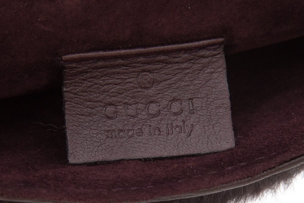 Gucci F/W By Tom Ford Burgundy Mink & Crystal Wolf Head Clutch - Product Image 7