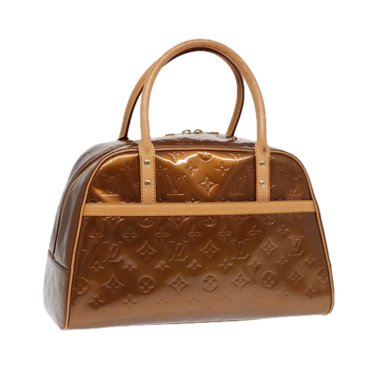 LOUIS VUITTON Vernis Tompkins Square Hand Bag Bronze LV Auth ep5513