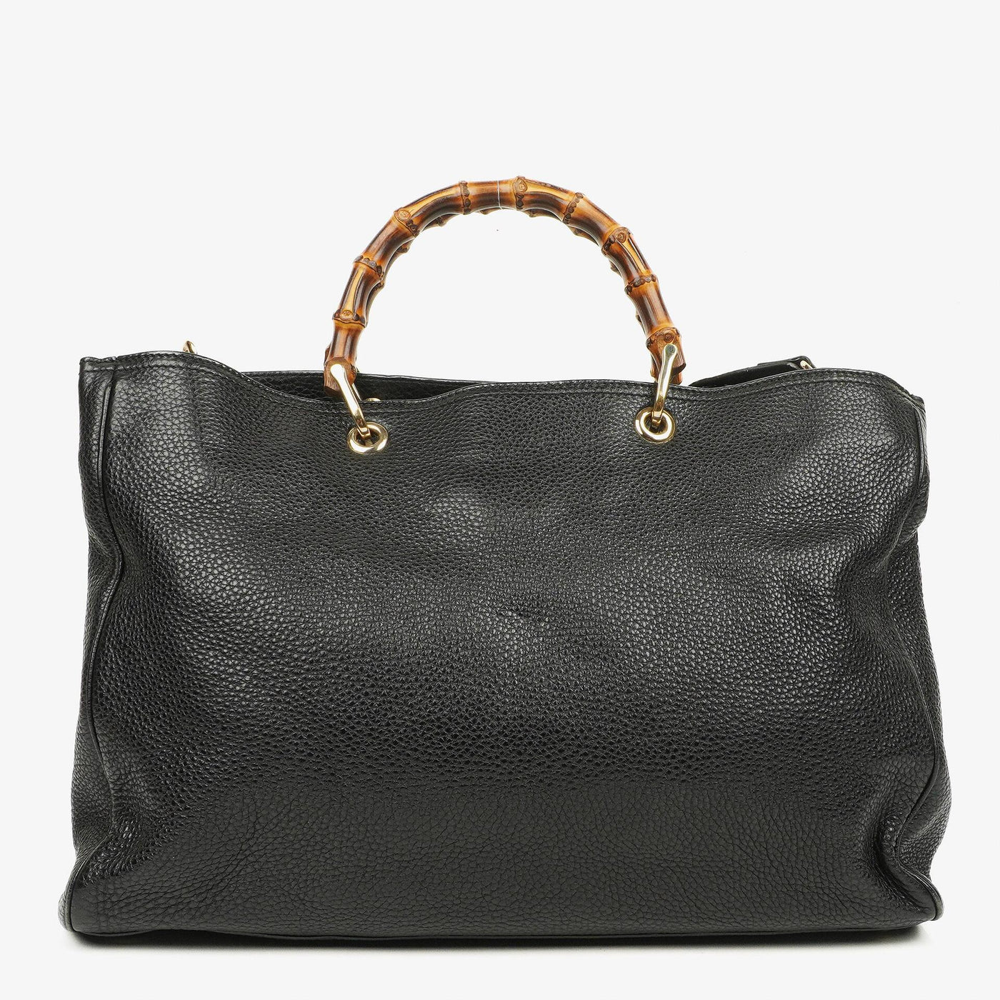 Gucci Black Pebbled Leather Bamboo Shopper Top Handle Large Tote Bag - Product Image 5