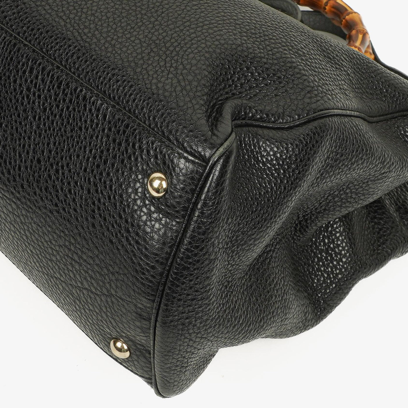 Gucci Black Pebbled Leather Bamboo Shopper Top Handle Large Tote Bag - Product Image 10