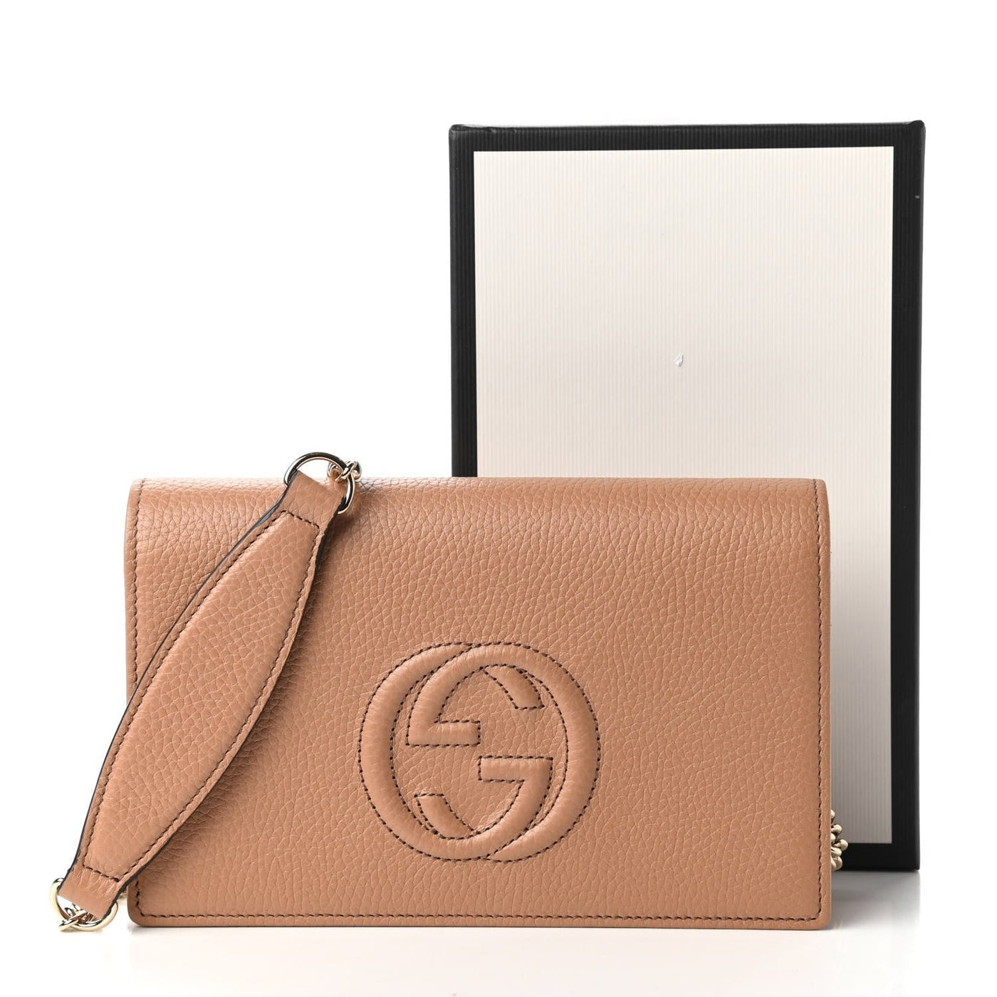 Gucci Soho Wallet on Chain Camelia Beige Leather Crossbody Clutch Bag - Product Image 4