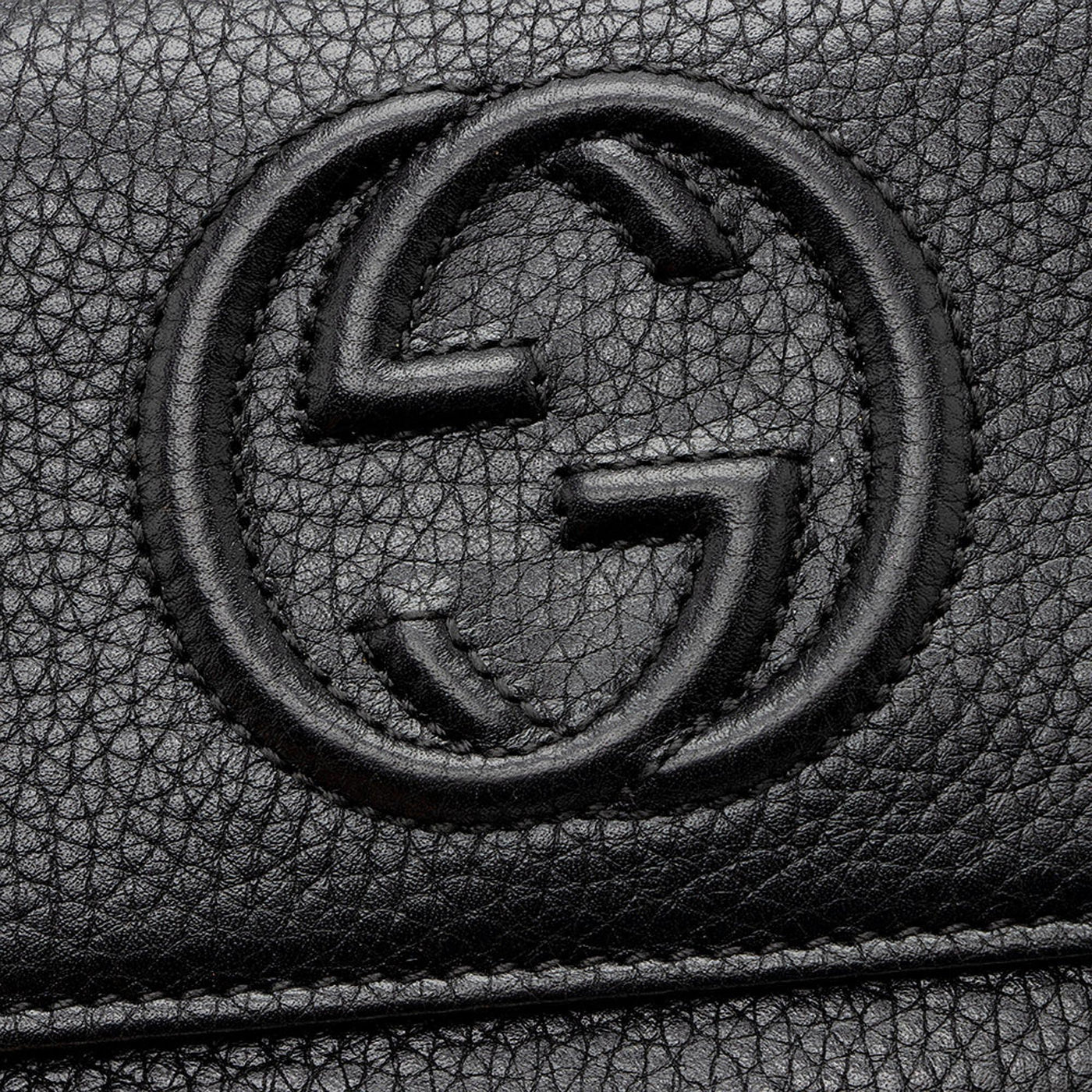Gucci Soho Cellarius Black Long Flap Wallet Clutch Black Pebbled Leather - Product Image 6