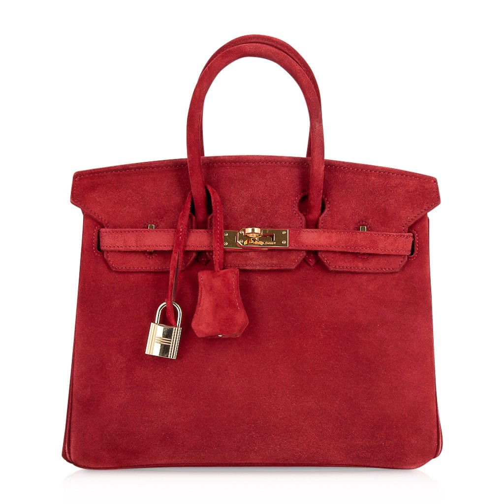 Hermes Birkin 25 Doblis Bag Rouge Vif Suede Gold Hardware - Product Image 2