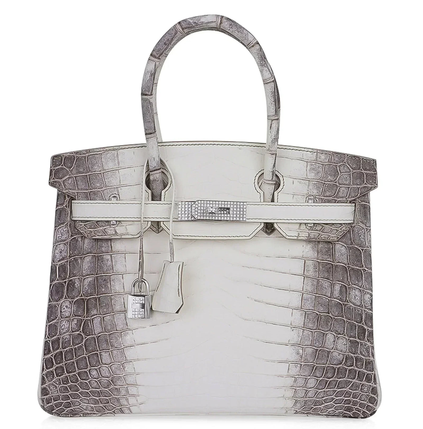 Hermes Birkin 30 Bag Diamond Himalayan Himalaya Handmade Blanc Crocodile White Gold Hardware | Studio Nafay