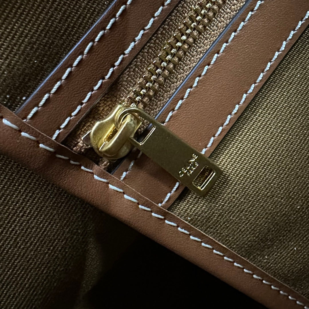 SMALL CABAS TRIOMPHE CANVAS 26.5 TAN CALFSKIN - Product Image 8
