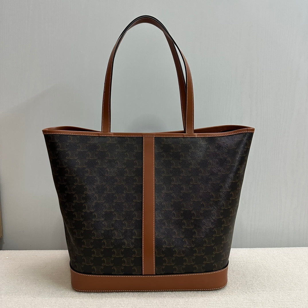 MEDIUM CABAS TRIOMPHE CANVAS 31.5 TAN CALFSKIN | Studio Nafay
