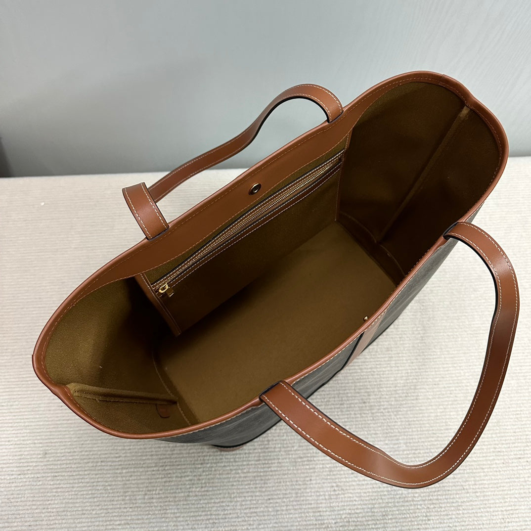MEDIUM CABAS TRIOMPHE CANVAS 31.5 TAN CALFSKIN - Product Image 4