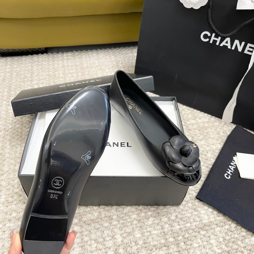 ballet flat flower black calfskin - Product Image 6