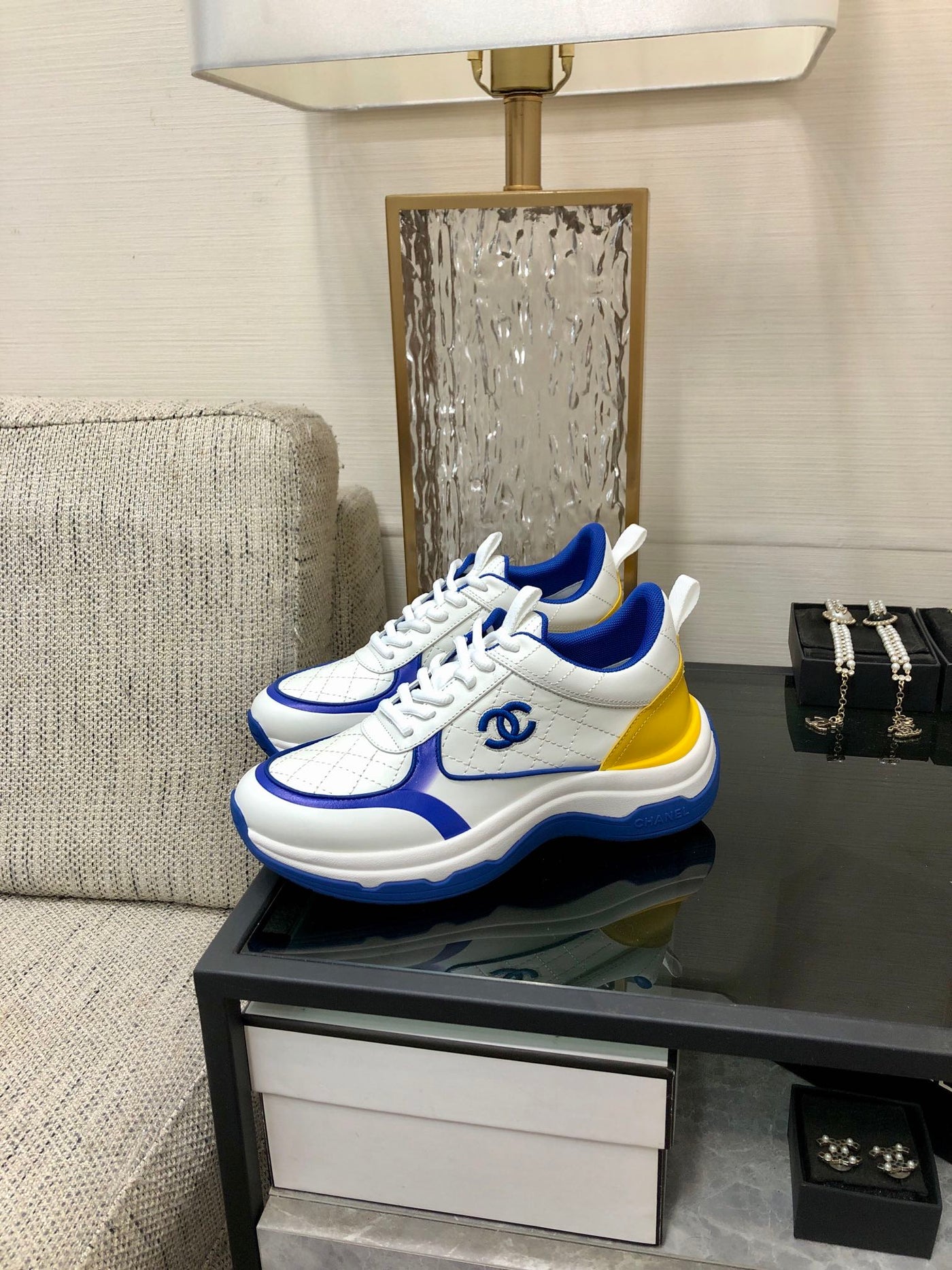 CC Sneaker Blue Yellow Nappa Leather - Product Image 4