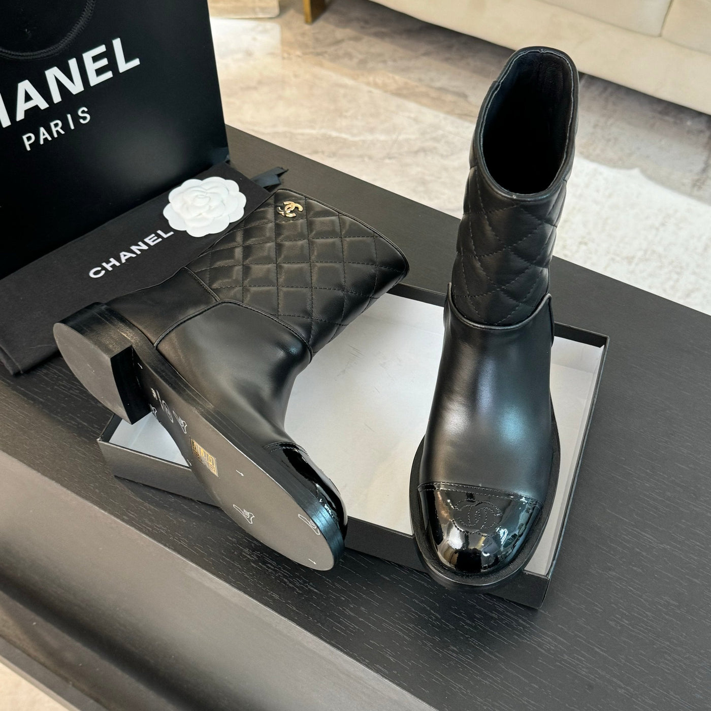 CC Ankle Boots 30mm Black Calfskin Quilted - Product Image 4