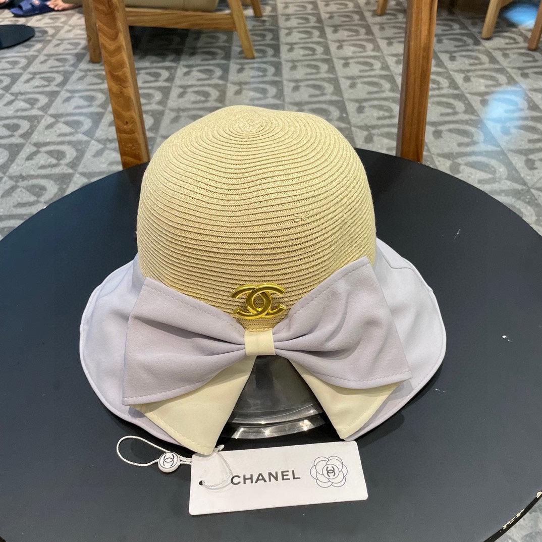 BOW BUCKET HAT IN PALE PURPLE MIX BEIGE RAFFIA 426169 | Studio Nafay