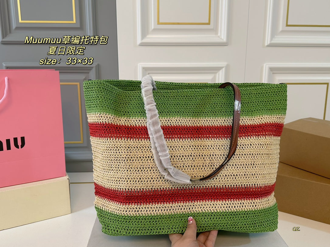 TOTE 33 BAG IN MULTICOLOR WOVEN STRAW - Product Image 3
