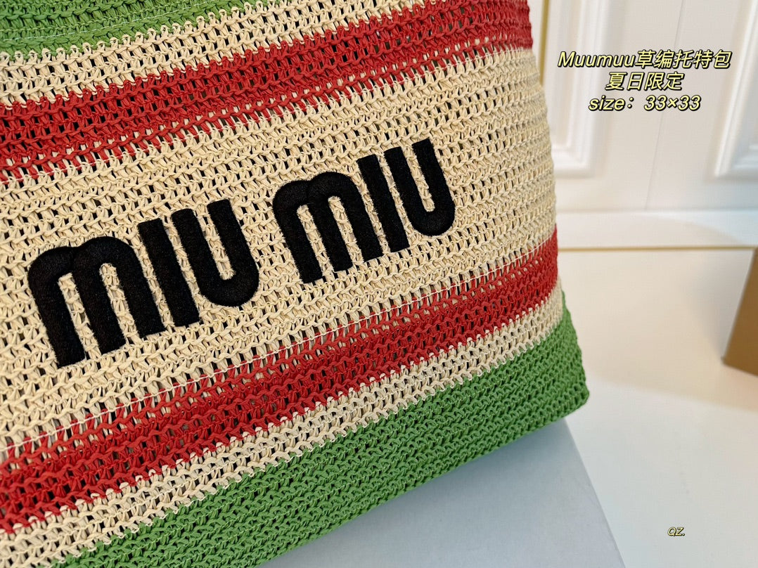 TOTE 33 BAG IN MULTICOLOR WOVEN STRAW - Product Image 9
