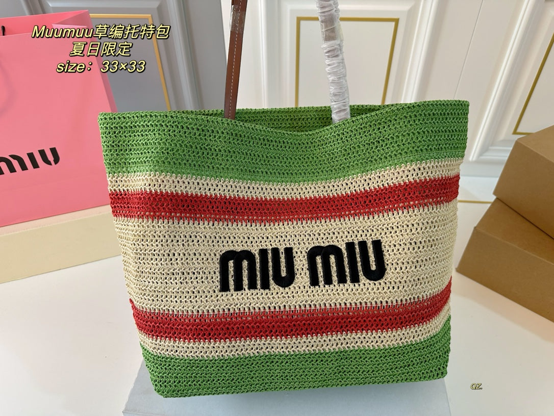 TOTE 33 BAG IN MULTICOLOR WOVEN STRAW - Product Image 2
