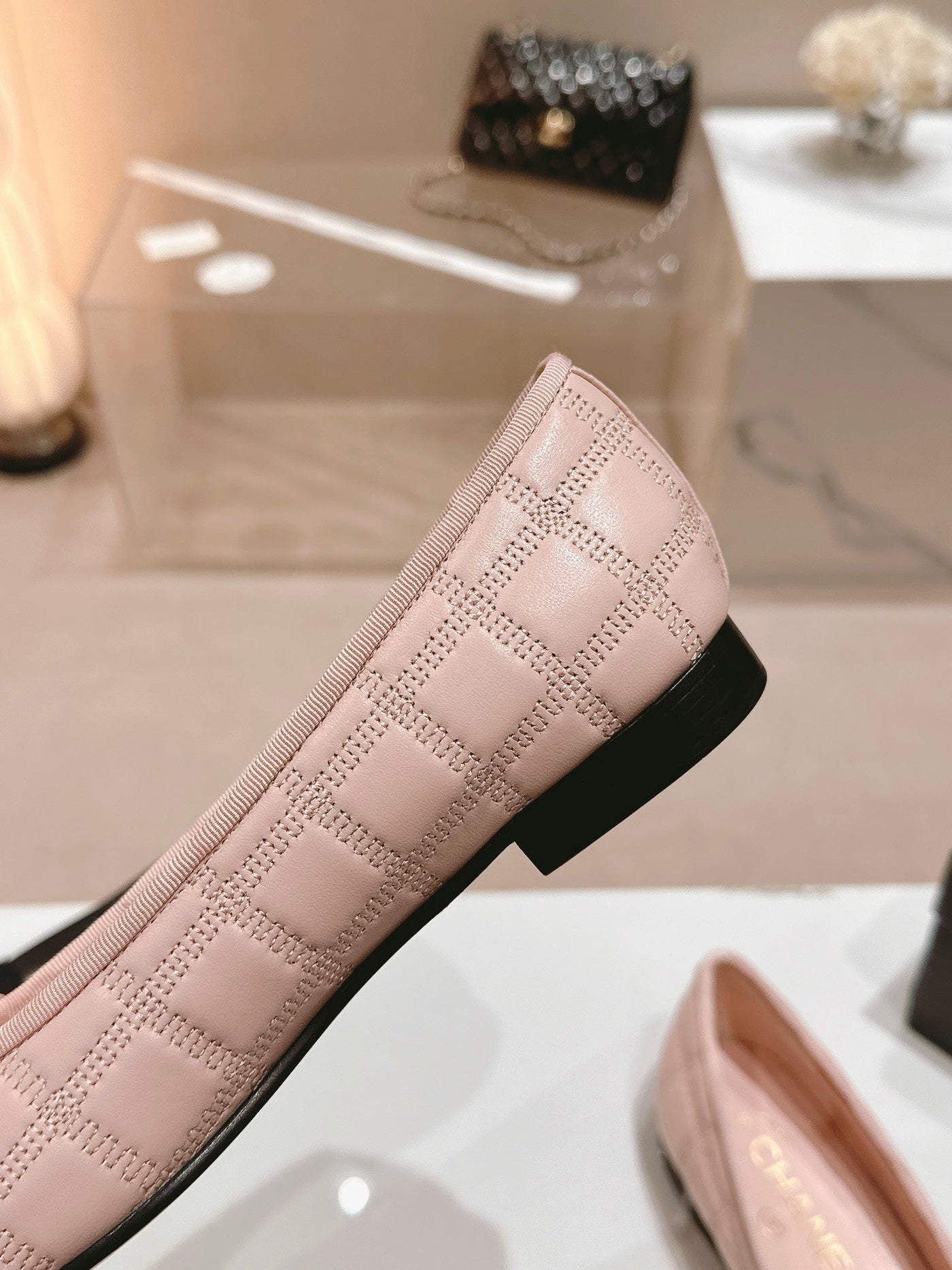 ballet flats pink lambskin embroidery grosgrain - Product Image 4