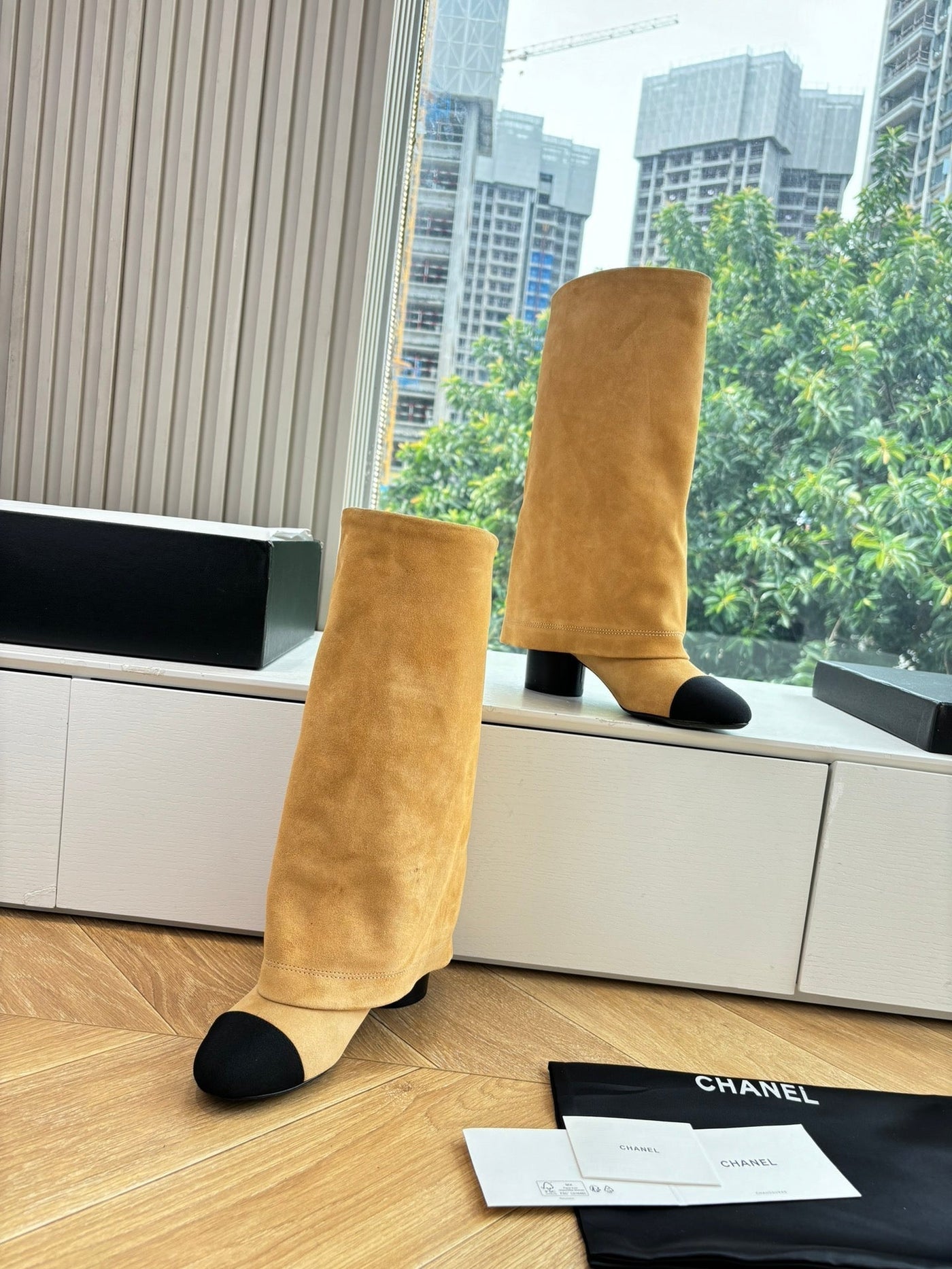 CC 25 High Boot Beige Suede Grosgrain 430340 - Product Image 2