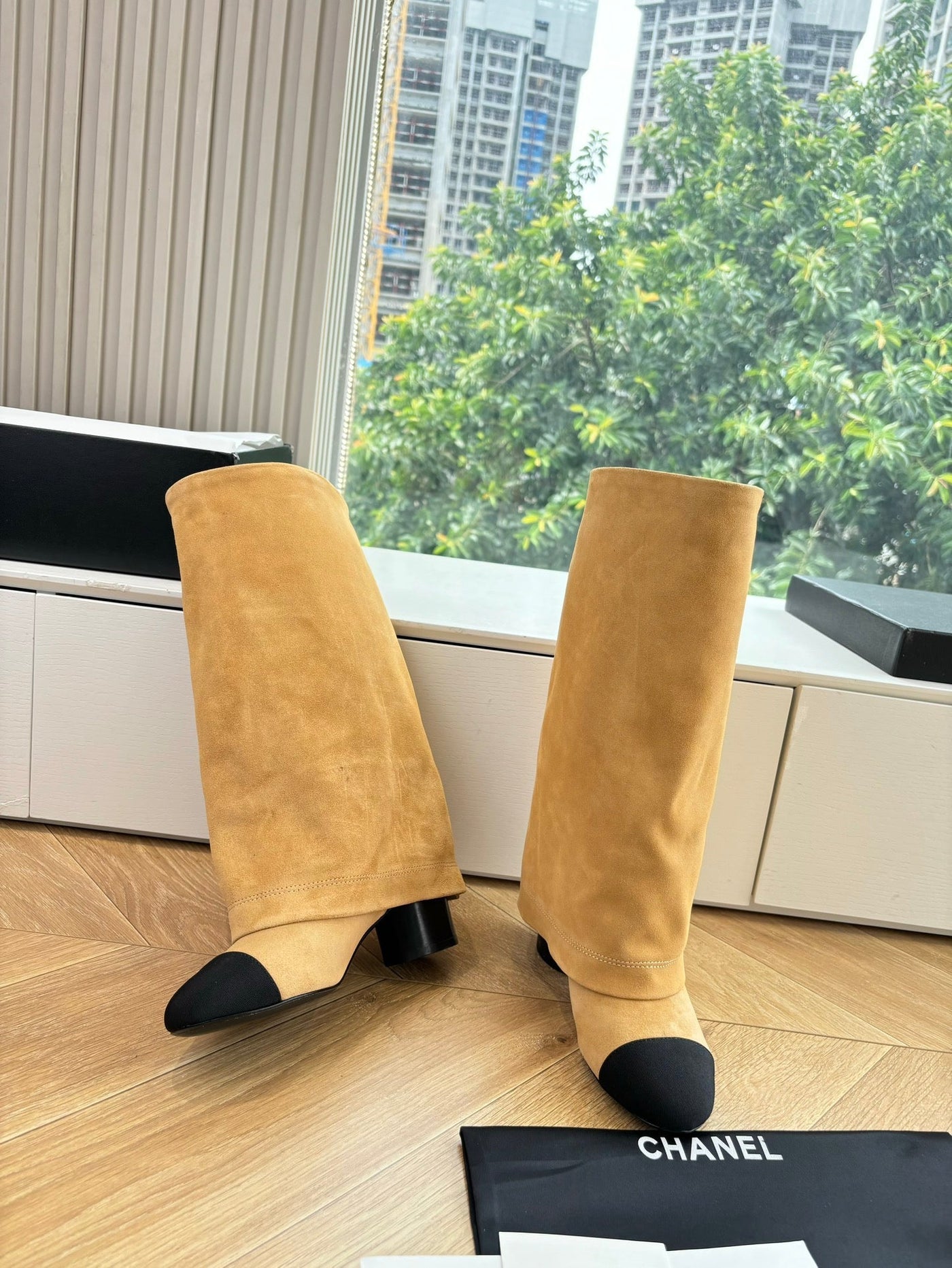CC 25 High Boot Beige Suede Grosgrain 430340 - Product Image 3