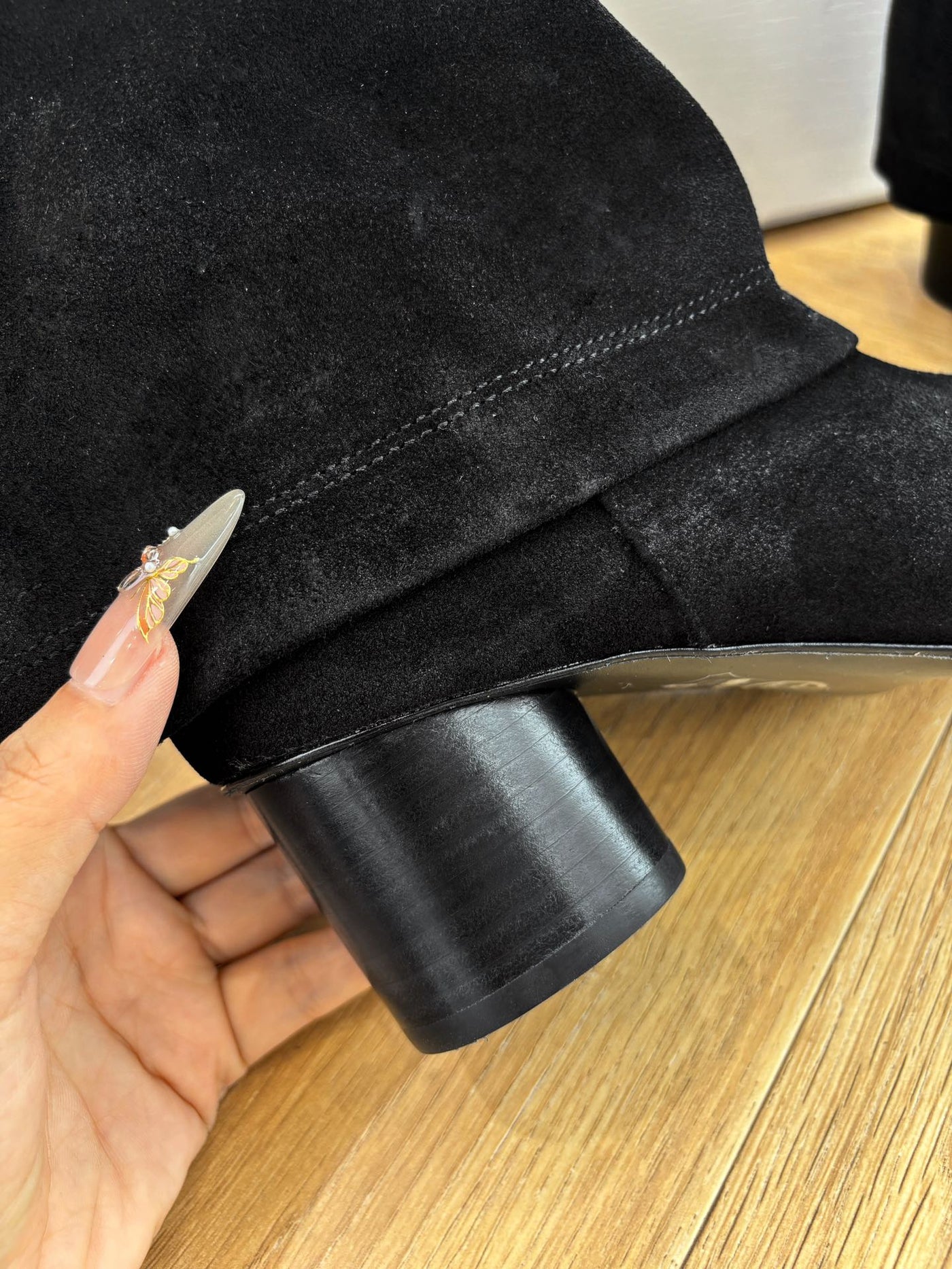 CC 25 High Boot Black Suede Grosgrain 430341 - Product Image 4