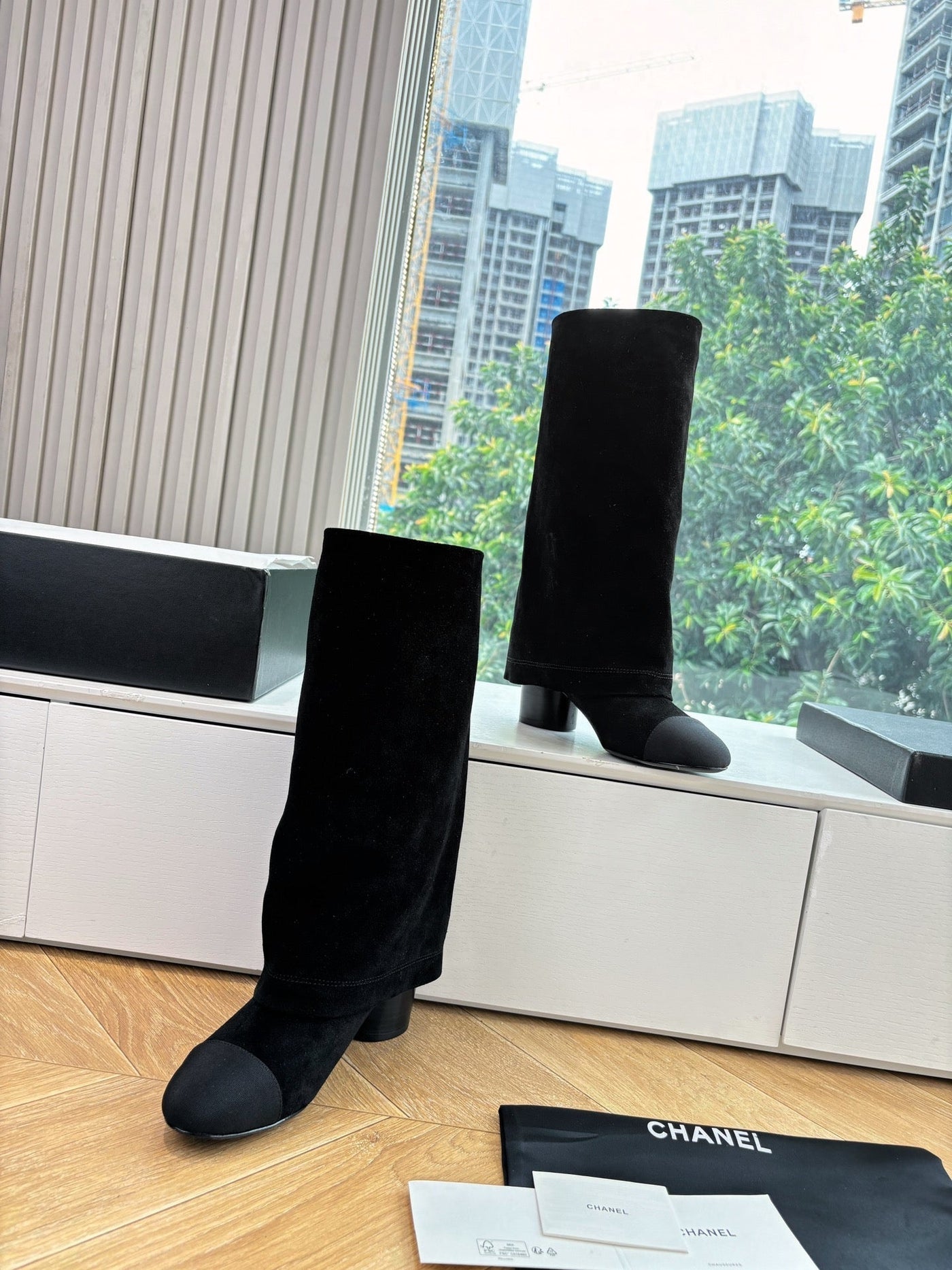 CC 25 High Boot Black Suede Grosgrain 430341 - Product Image 5