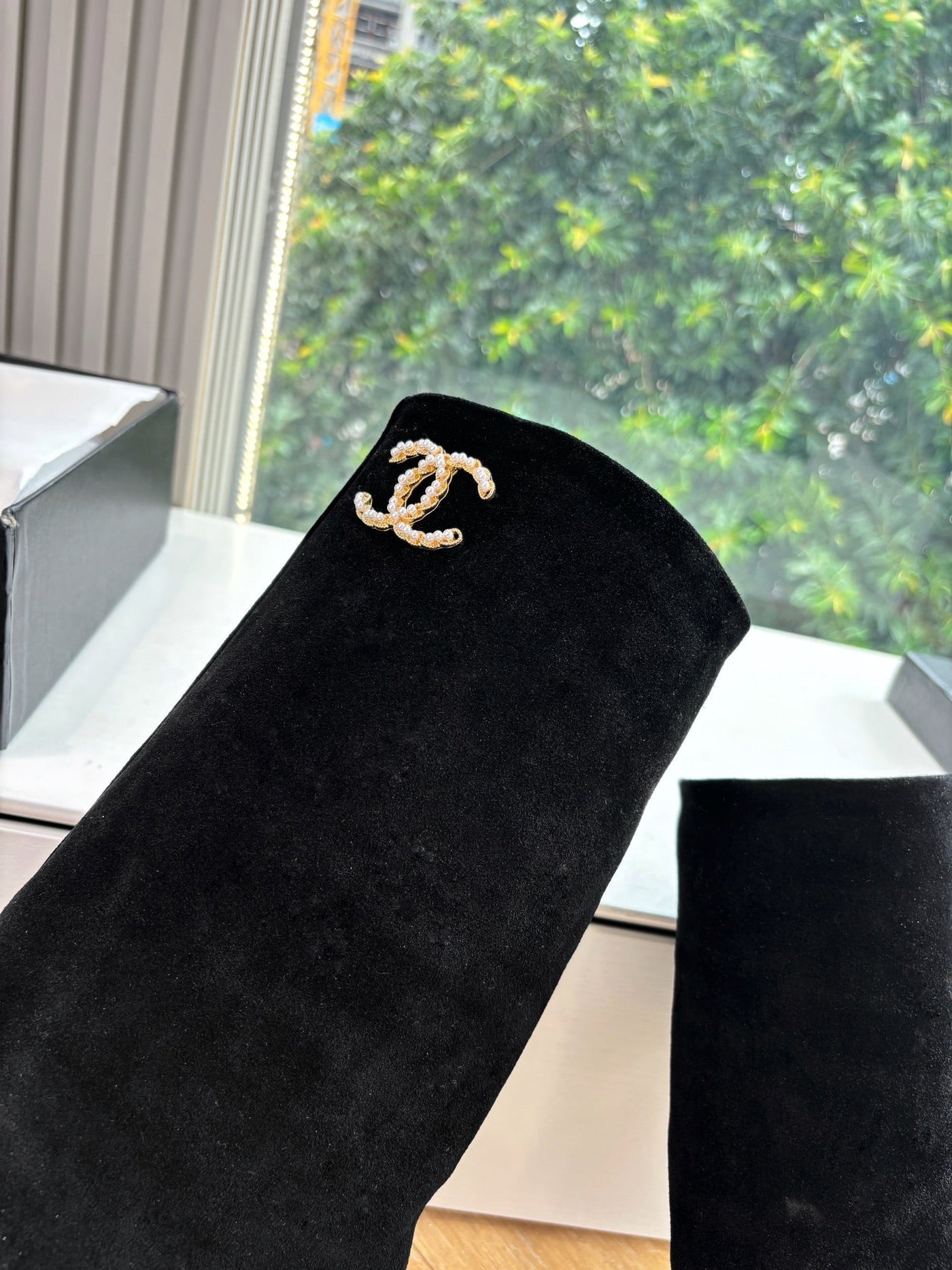 CC 25 High Boot Black Suede Grosgrain 430341 - Product Image 8
