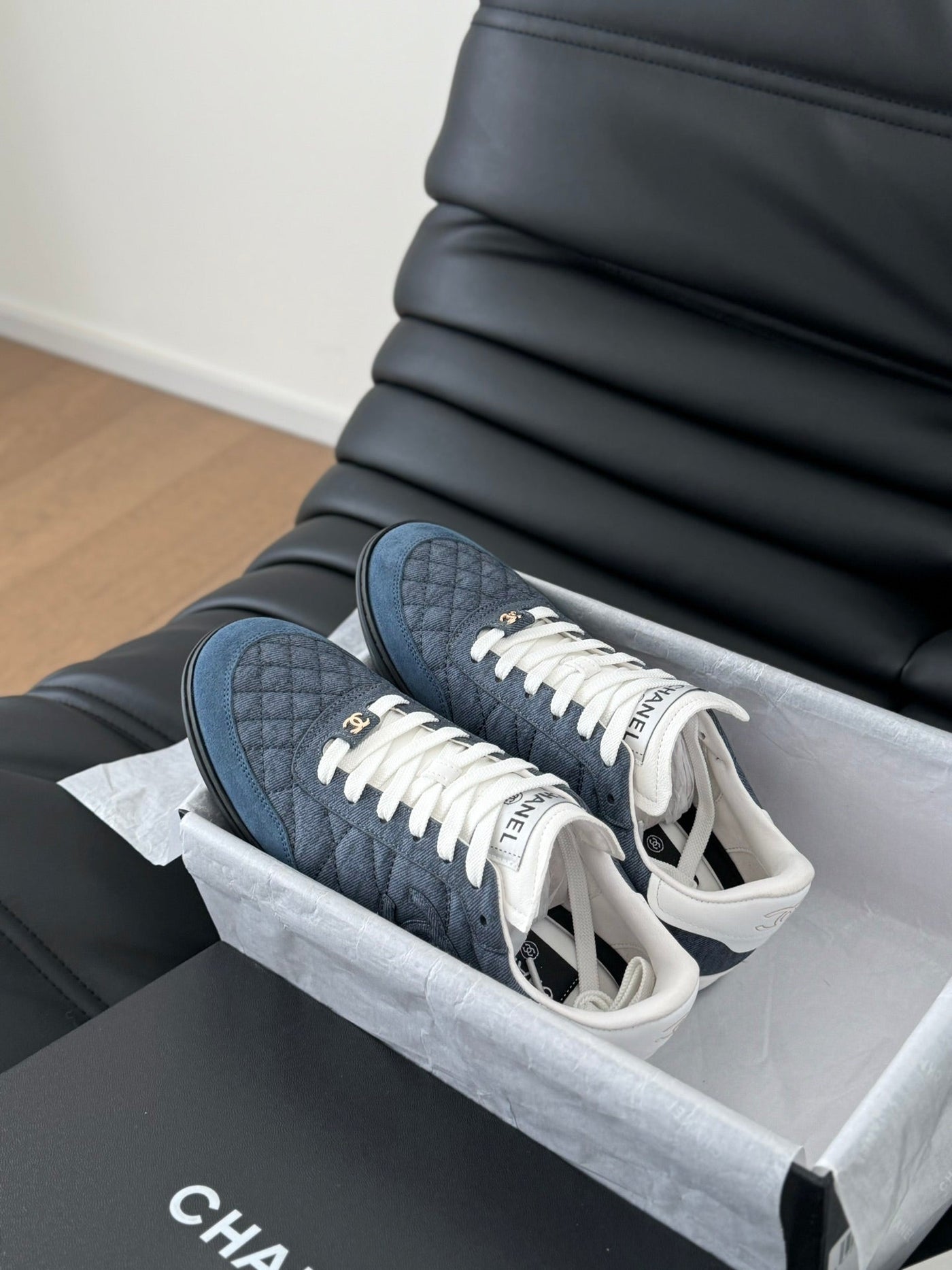 CC SNEAKER IN AEGEAN BLUE MIX WHITE EMBROIDERED LAMBSKIN - Product Image 6