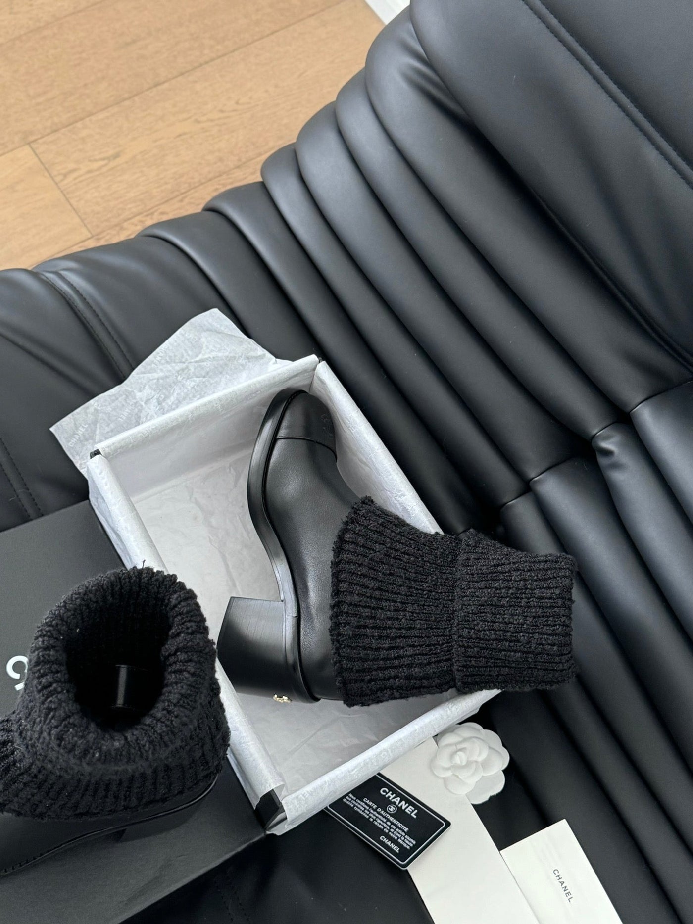 CC 25 new sock boots black knit wool sheepskin 458774 - Product Image 7