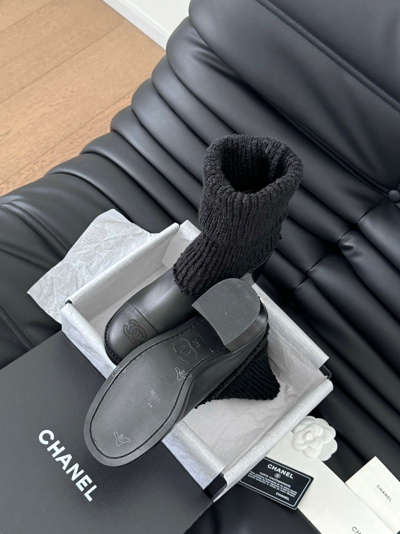 CC 25 new sock boots black knit wool sheepskin 458774 - Product Image 8
