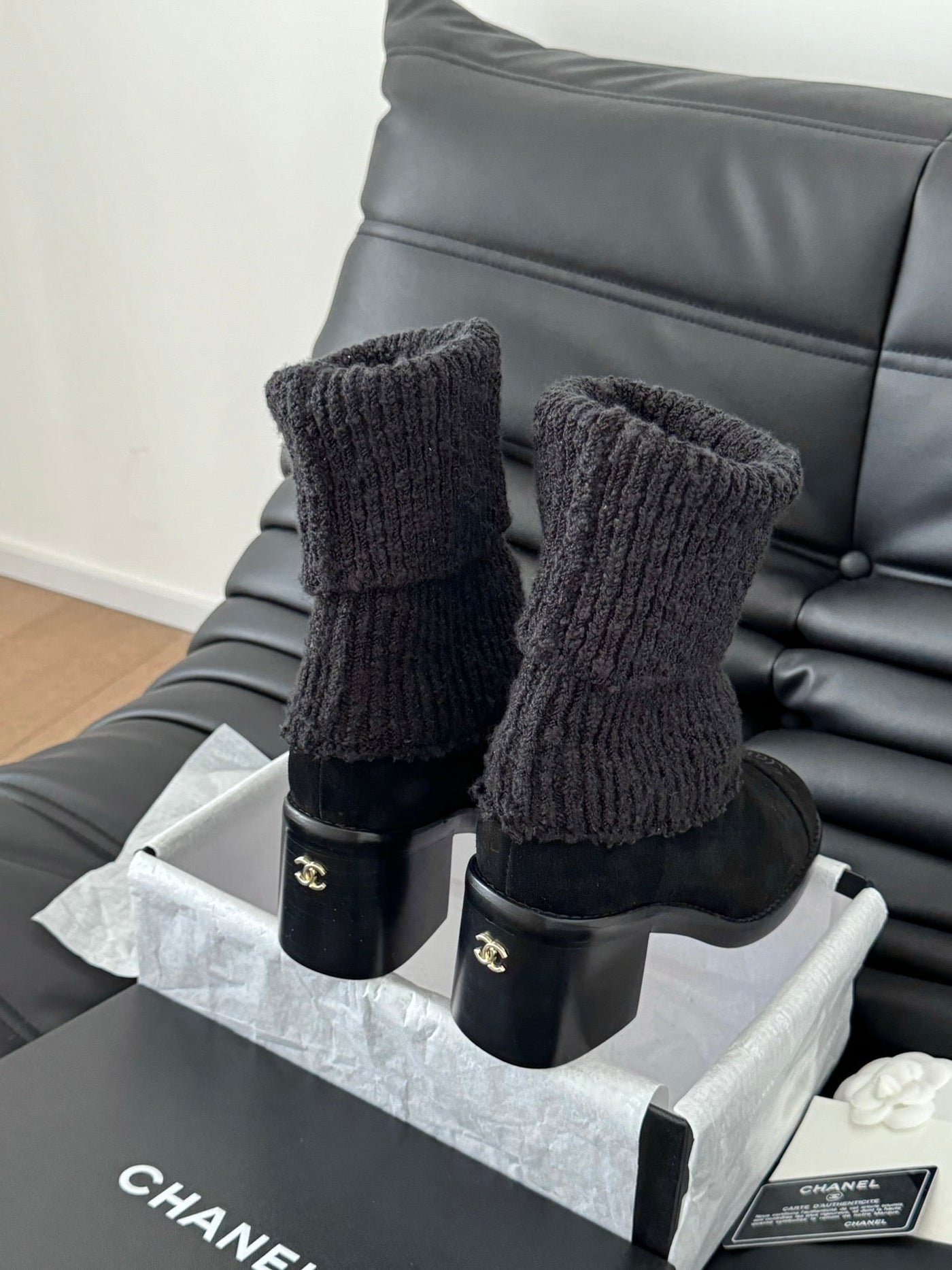CC 25 new sock boots black knit wool suede 458775 - Product Image 3