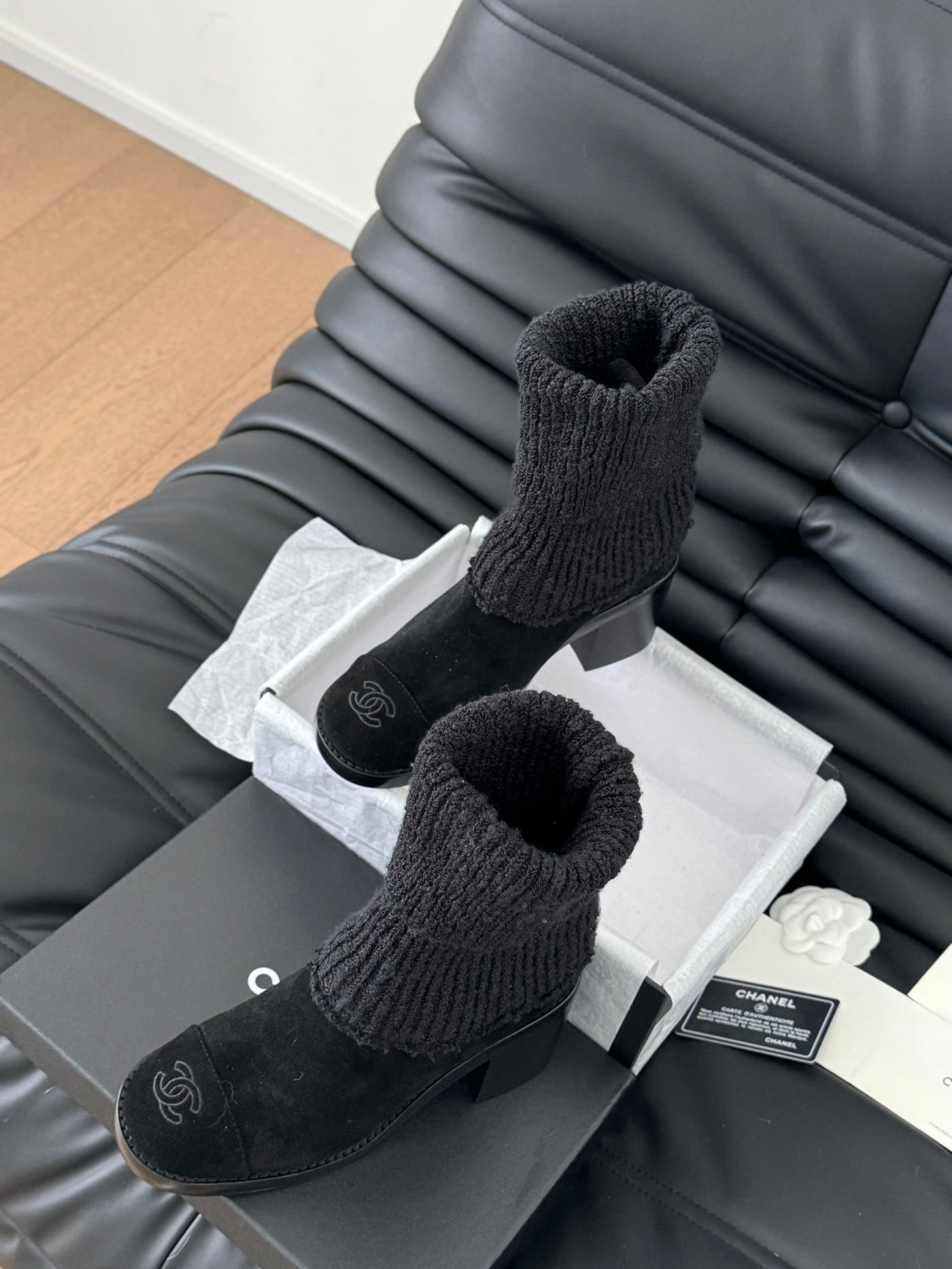 CC 25 new sock boots black knit wool suede 458775 - Product Image 5