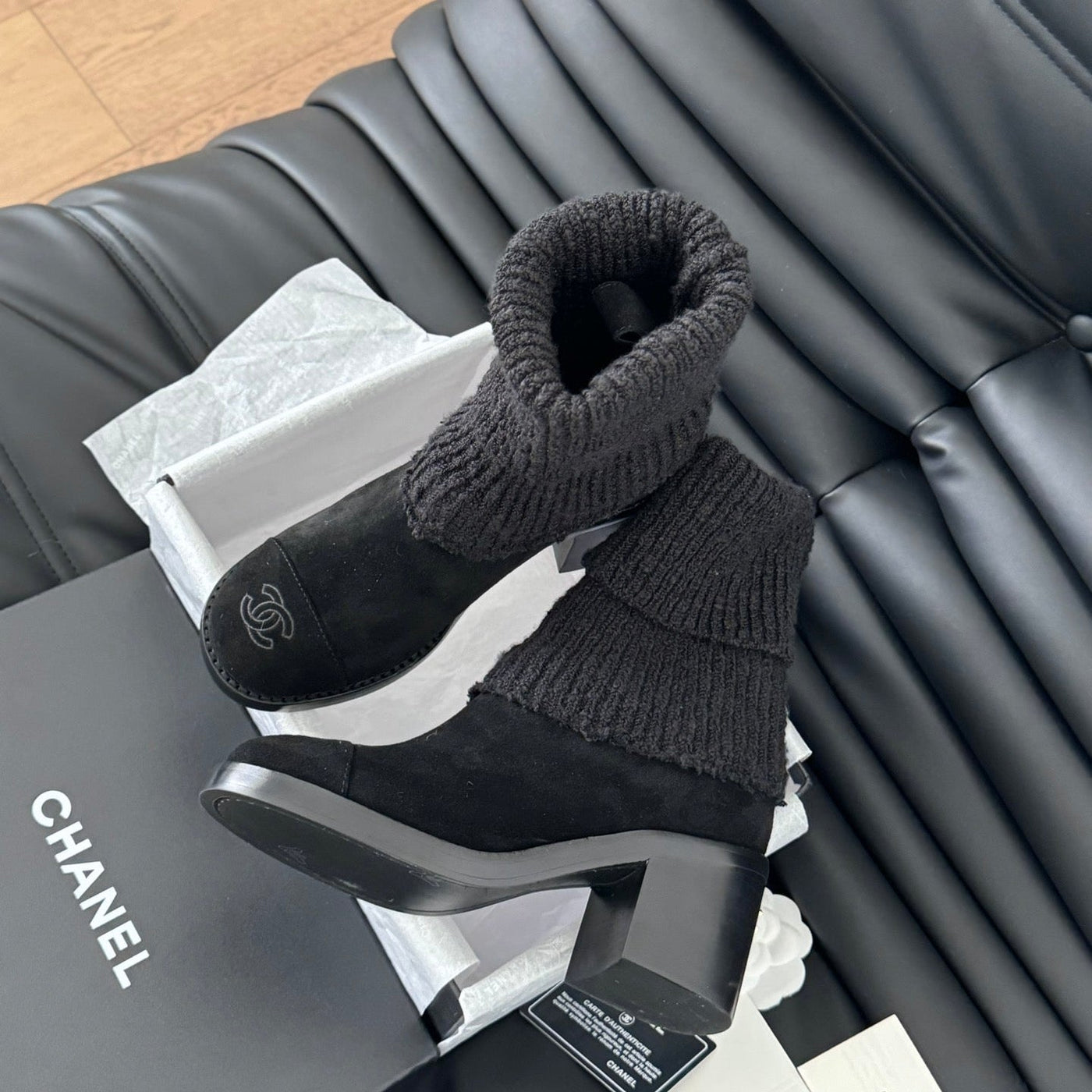 CC 25 new sock boots black knit wool suede 458775 | Studio Nafay