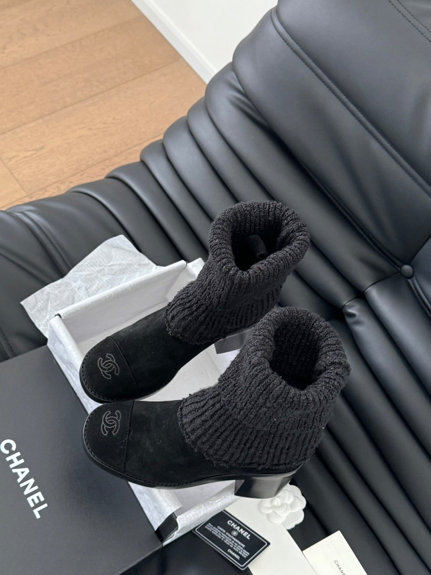 CC 25 new sock boots black knit wool suede 458775 - Product Image 6