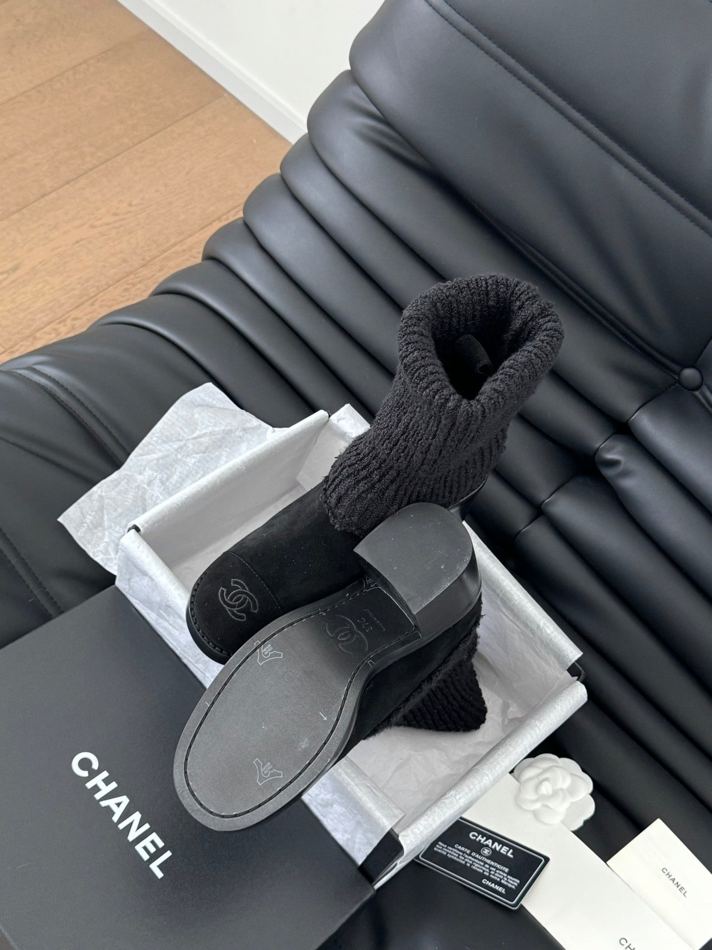 CC 25 new sock boots black knit wool suede 458775 - Product Image 7