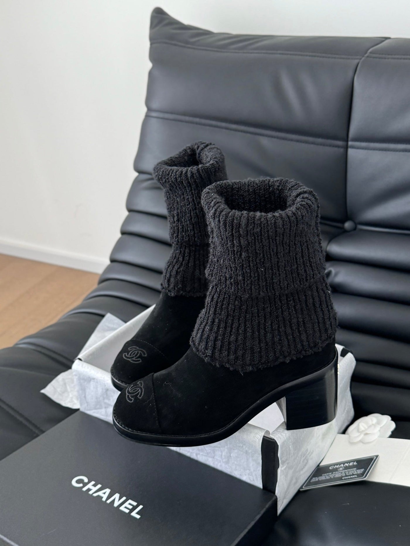 CC 25 new sock boots black knit wool suede 458775 - Product Image 8