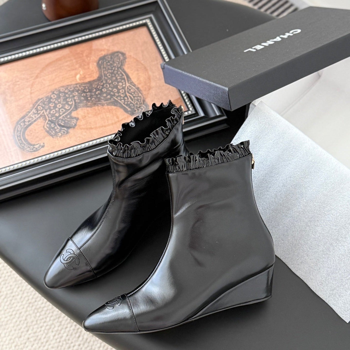CC 25 Mary Jane boots black patent sheepskin 458772 | Studio Nafay