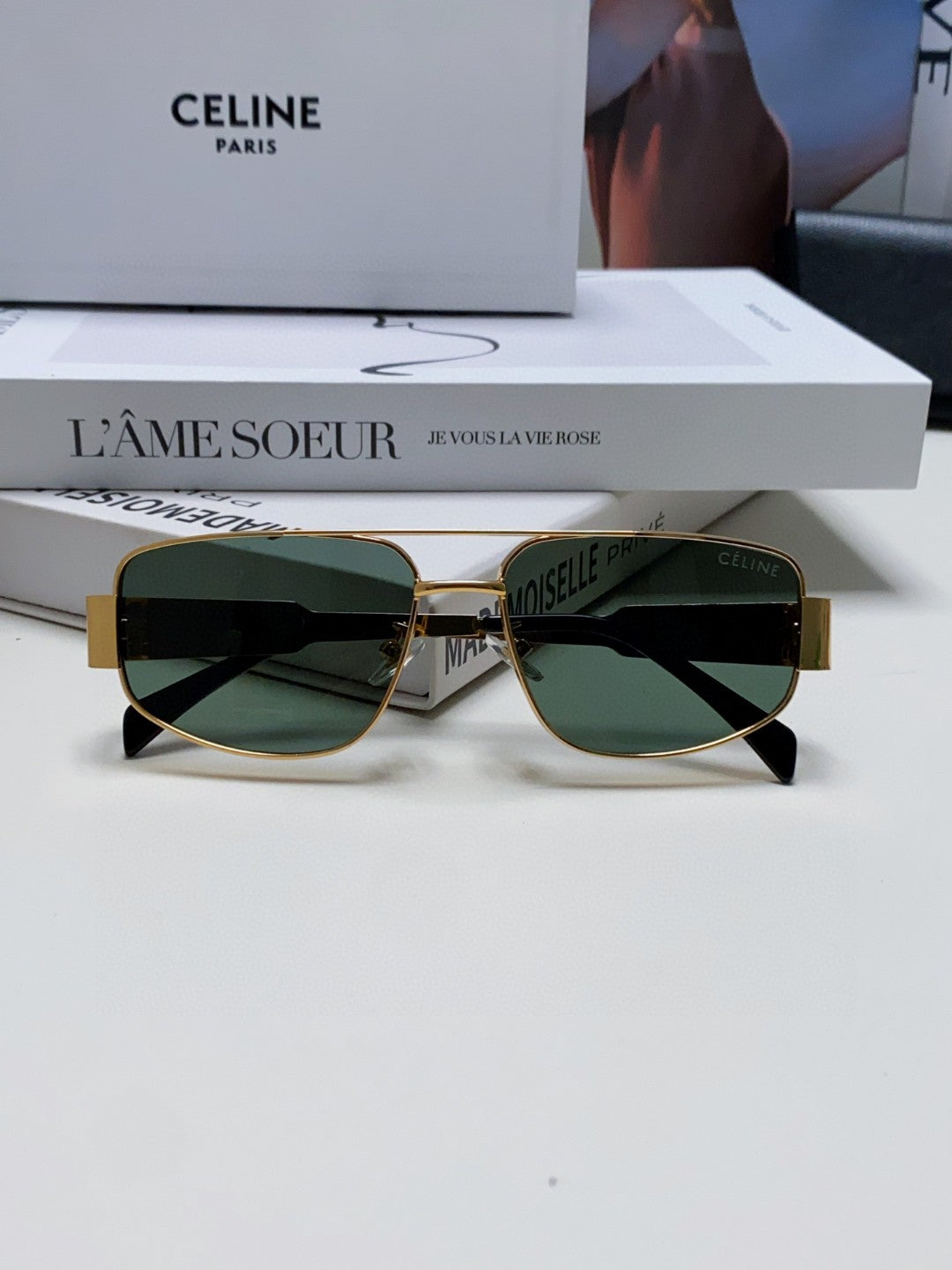 TRIOMPHE SUNGLASS 512997 IN GOLD METAL BLUE LENSES - Product Image 6