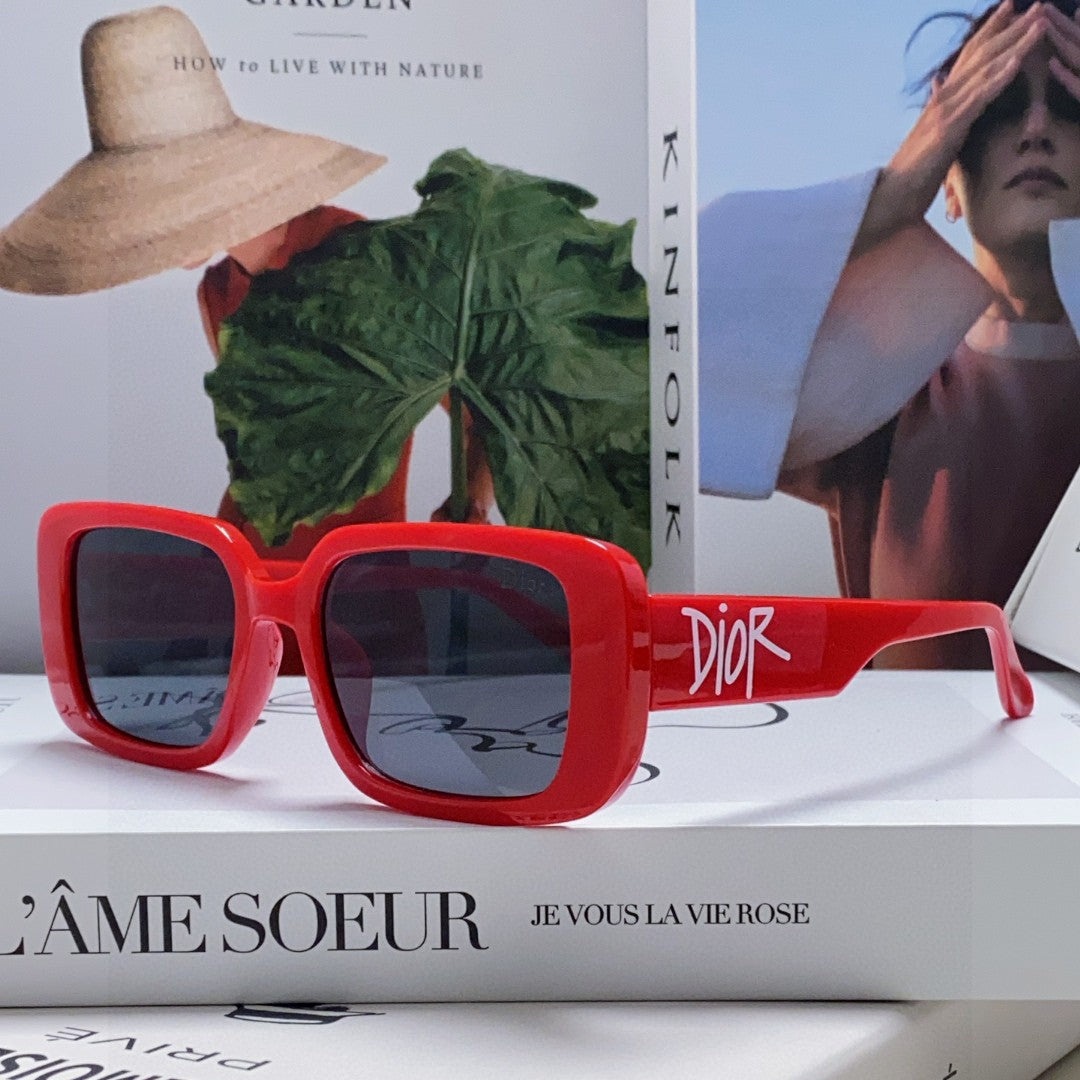 MONTAIGNE SUNGLASS 571592 IN RED ACETATE TEXT LOGO | Studio Nafay