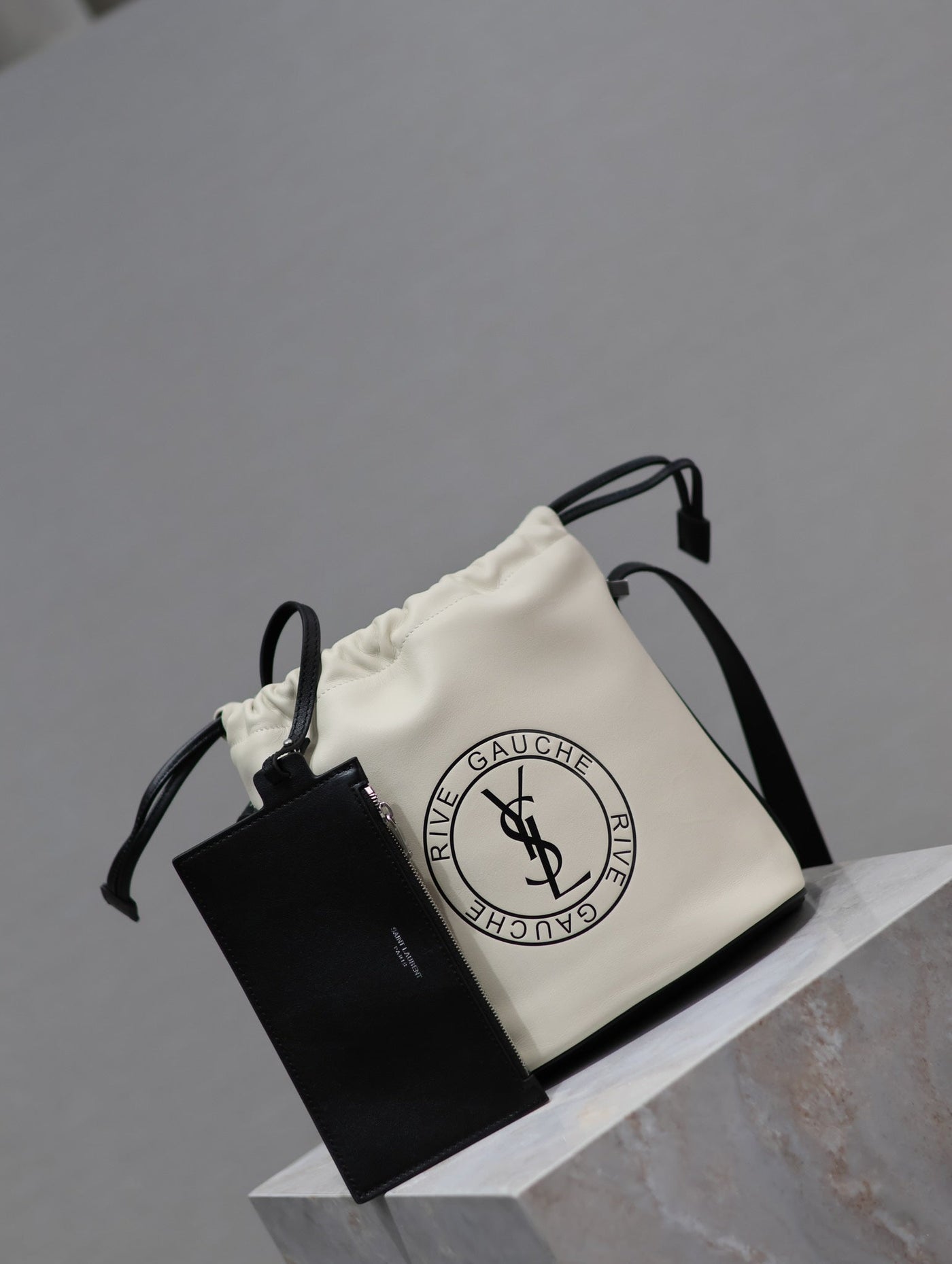 RIVE GAUCHE BUCKET BAG 23 IN WHITE CALFSKIN - Product Image 7