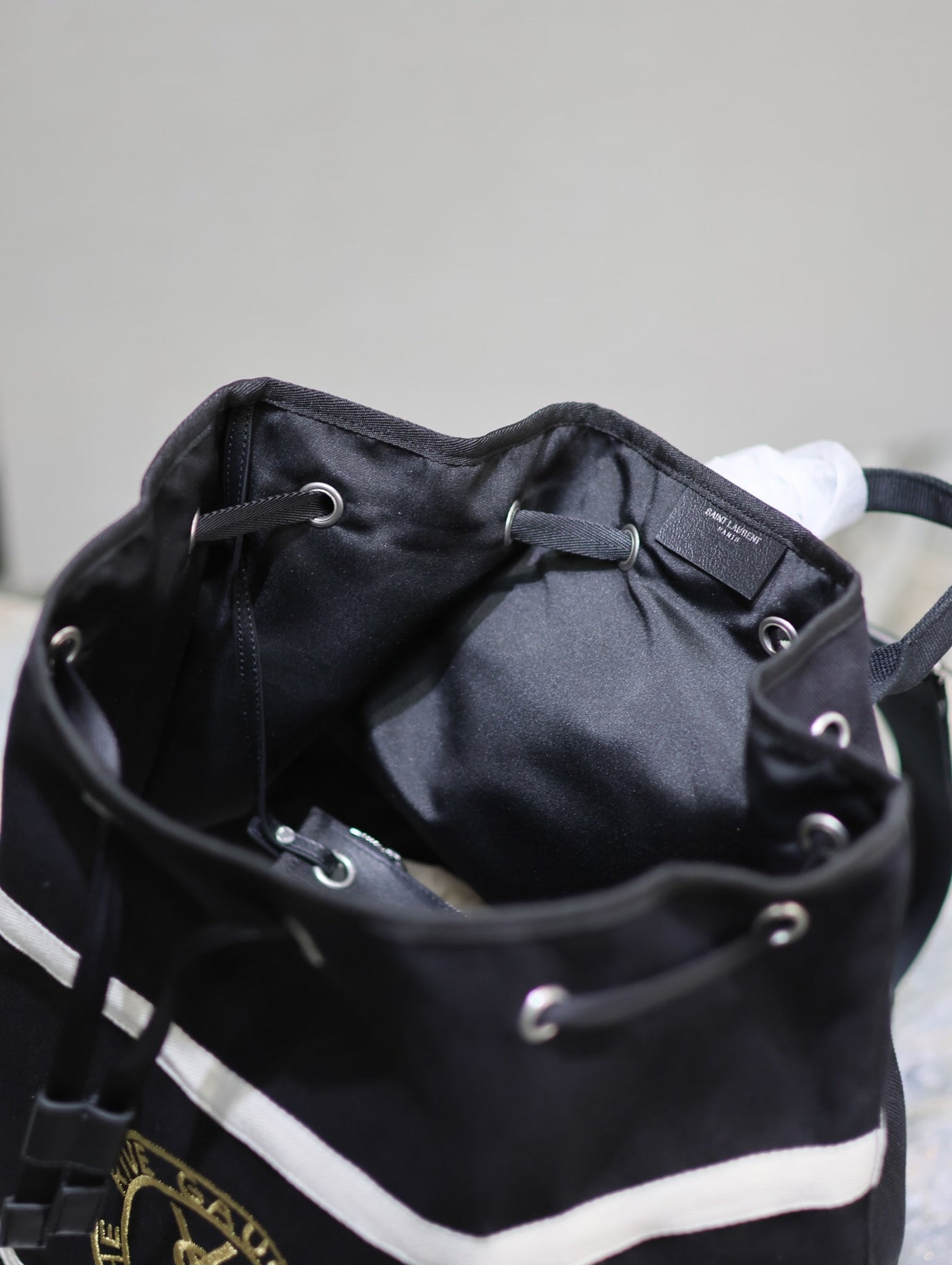RIVE GAUCHE BACKPACK 49 IN BLACK MIX WHITE CANVAS - Product Image 7