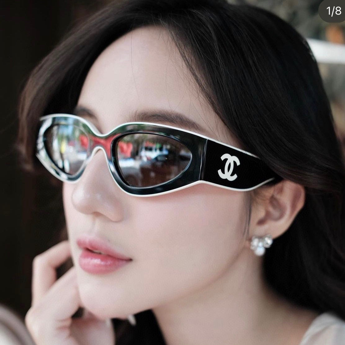 CC Sunglassses Black Mix White 6056 | Studio Nafay