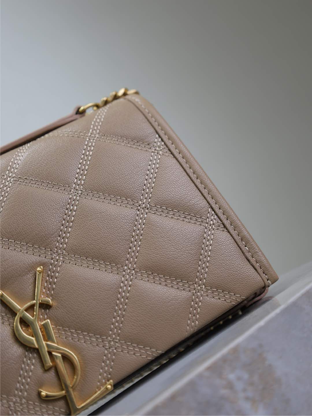 BECKY 22 IN MEDIUM BROWN QUILTED LAMBSKIN GOLD HARDWARE - Product Image 8