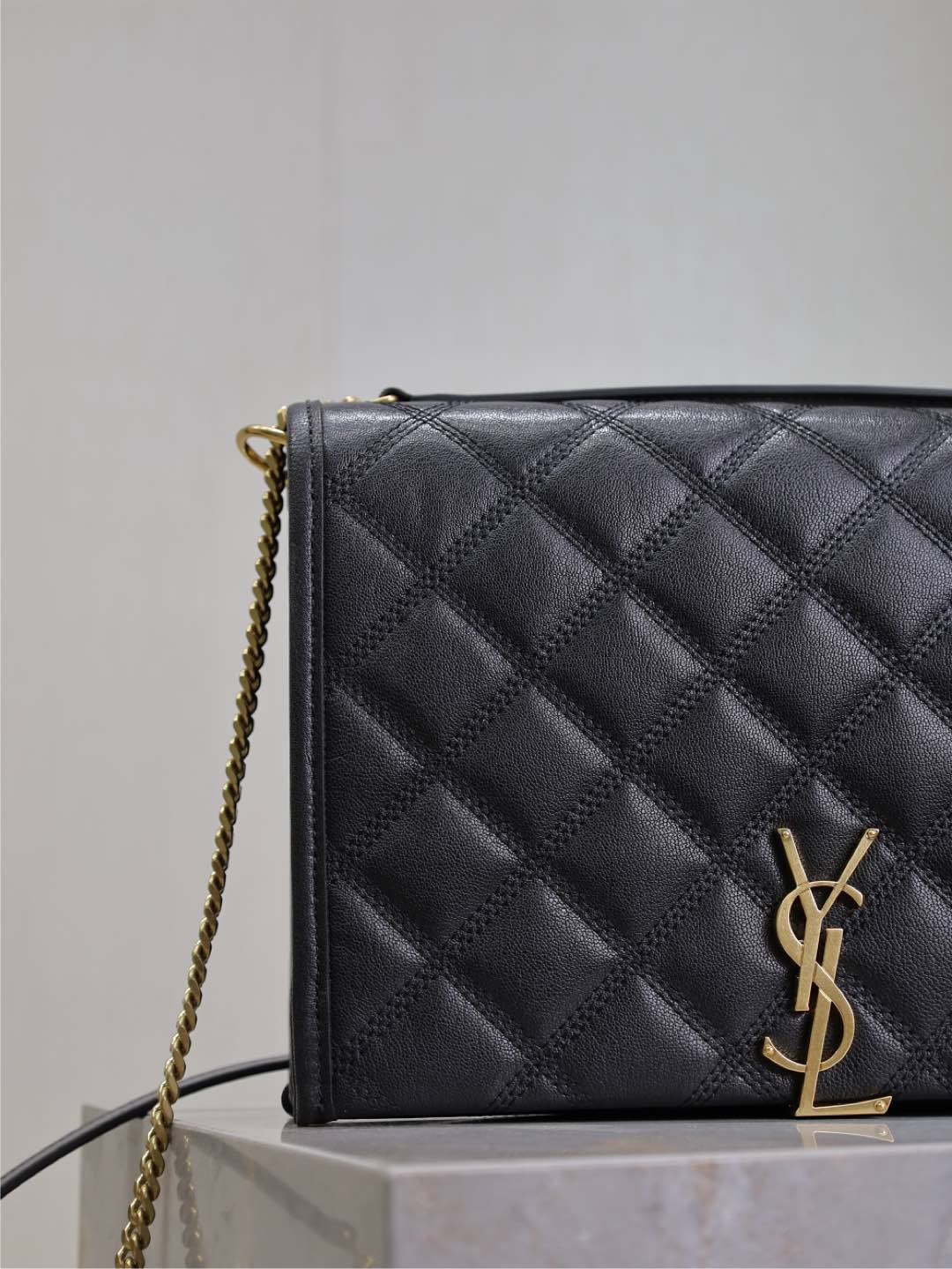 BECKY 26 IN BLACK QUILTED LAMBSKIN GOLD HARDWARE - Product Image 4