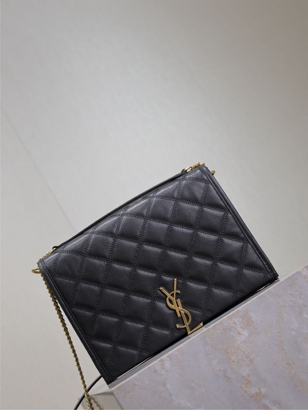 BECKY 26 IN BLACK QUILTED LAMBSKIN GOLD HARDWARE - Product Image 7